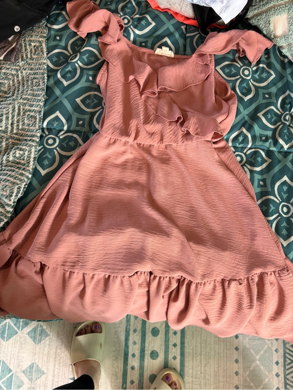 See You Monday Ruffle Sundress in Dusty Rose